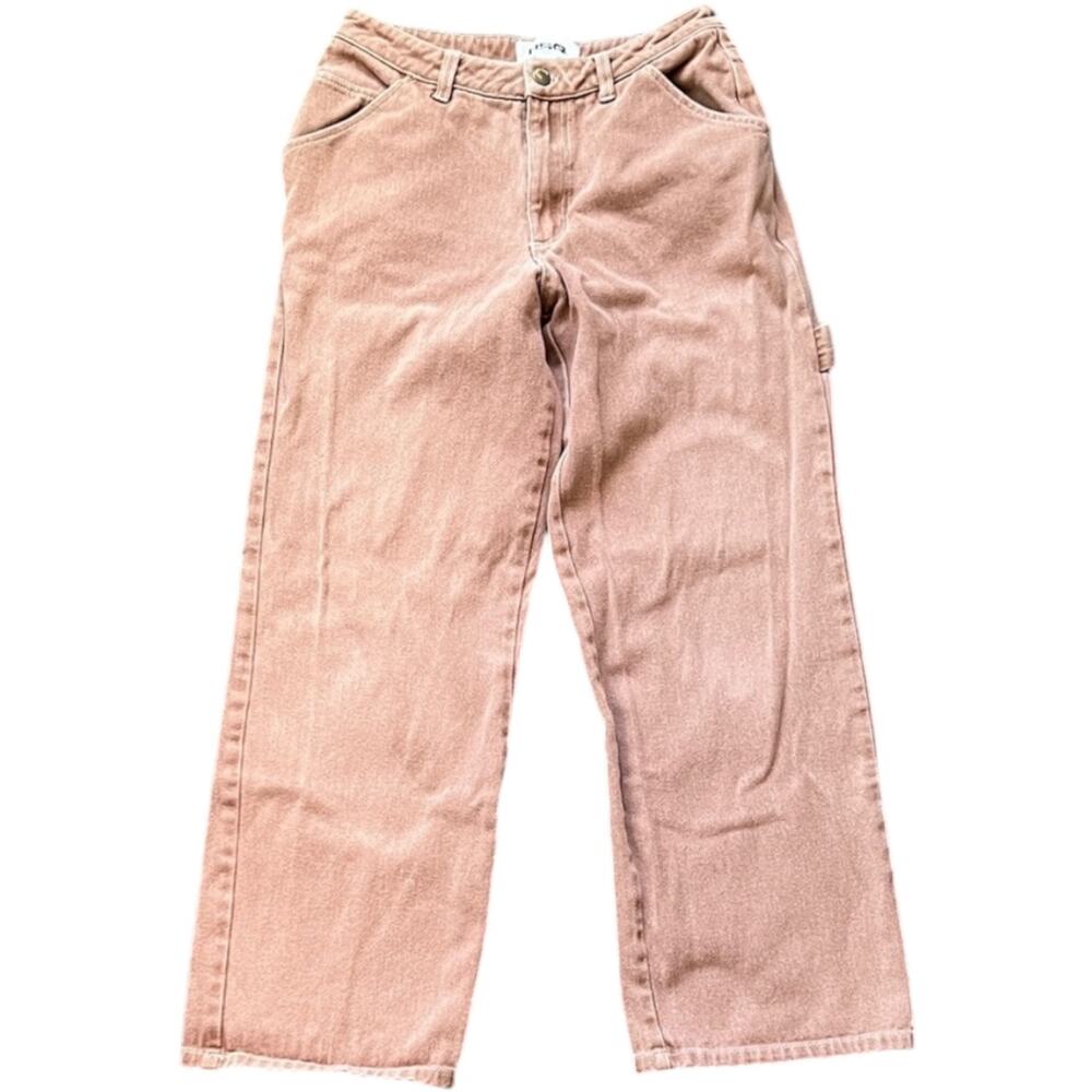 RSQ Pink Straight Leg Carpenter Jeans Crop Mid Rise Denim Y2K Style - Small/26